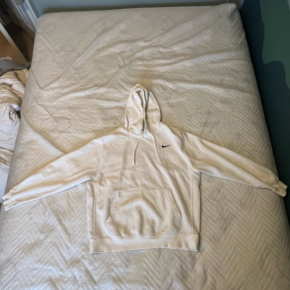 White Nike Hoodie with Black Logo